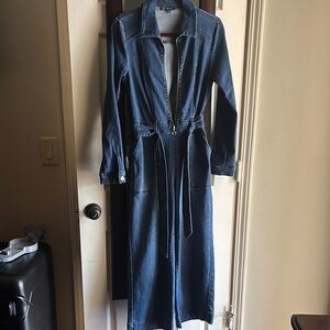 Denim Long-Sleeve Jumpsuit